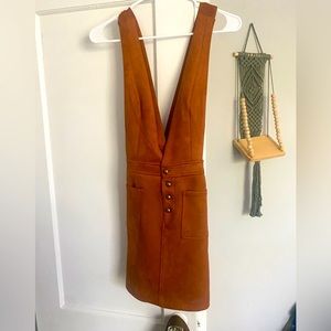 Brown faux vegan suede retro mini jumper